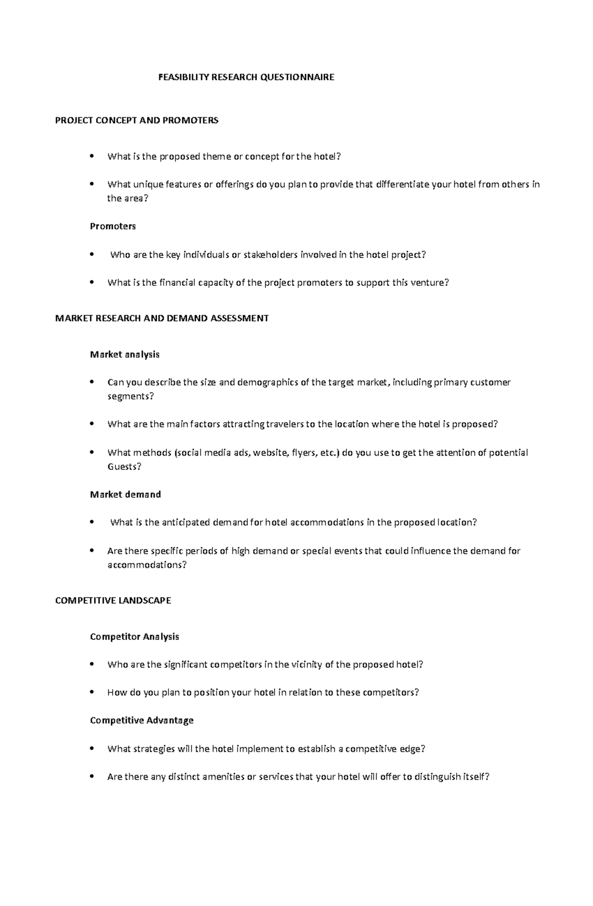 research study feasibility checklist