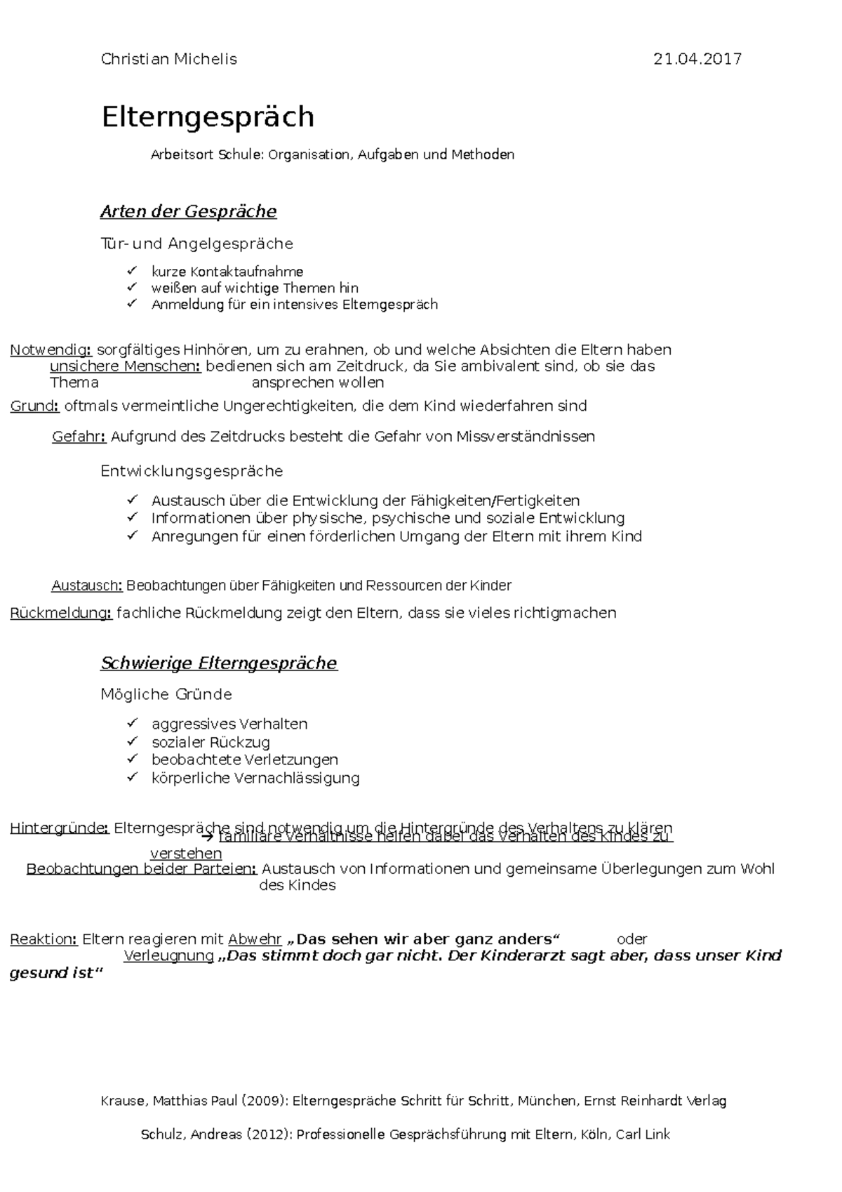 Elterngespräch-Handout - Christian Michelis 21. Elterngespräch ...