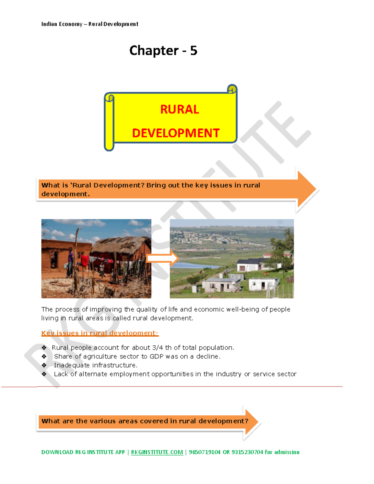 Rural Development Lekha R Chapter 5 What Is Rural Development 