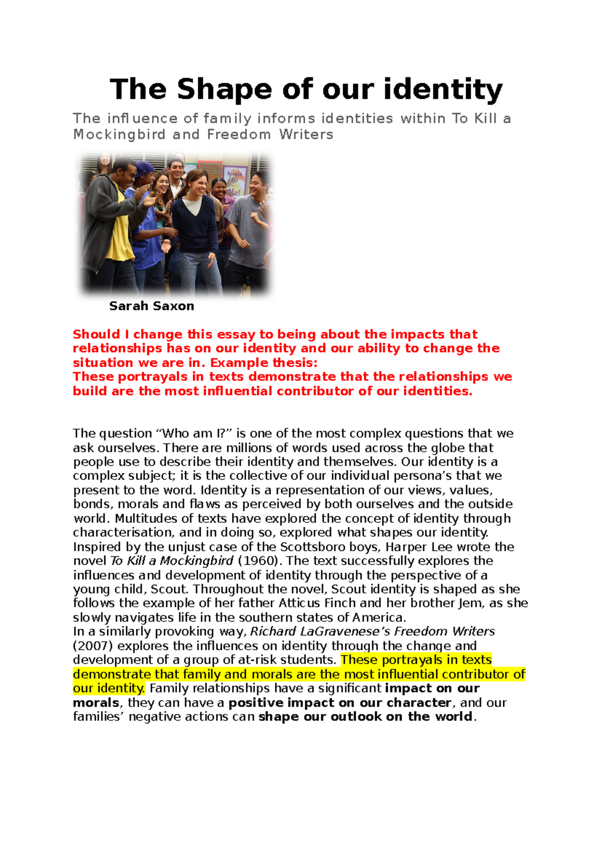 The Impact of Family on Identity Final - The Shape of our identity The ...