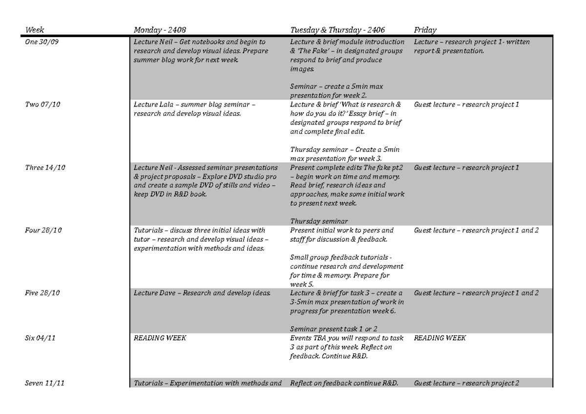 Timetable all modules 2013 2014 - Week Monday - 2408 Tuesday &amp ...