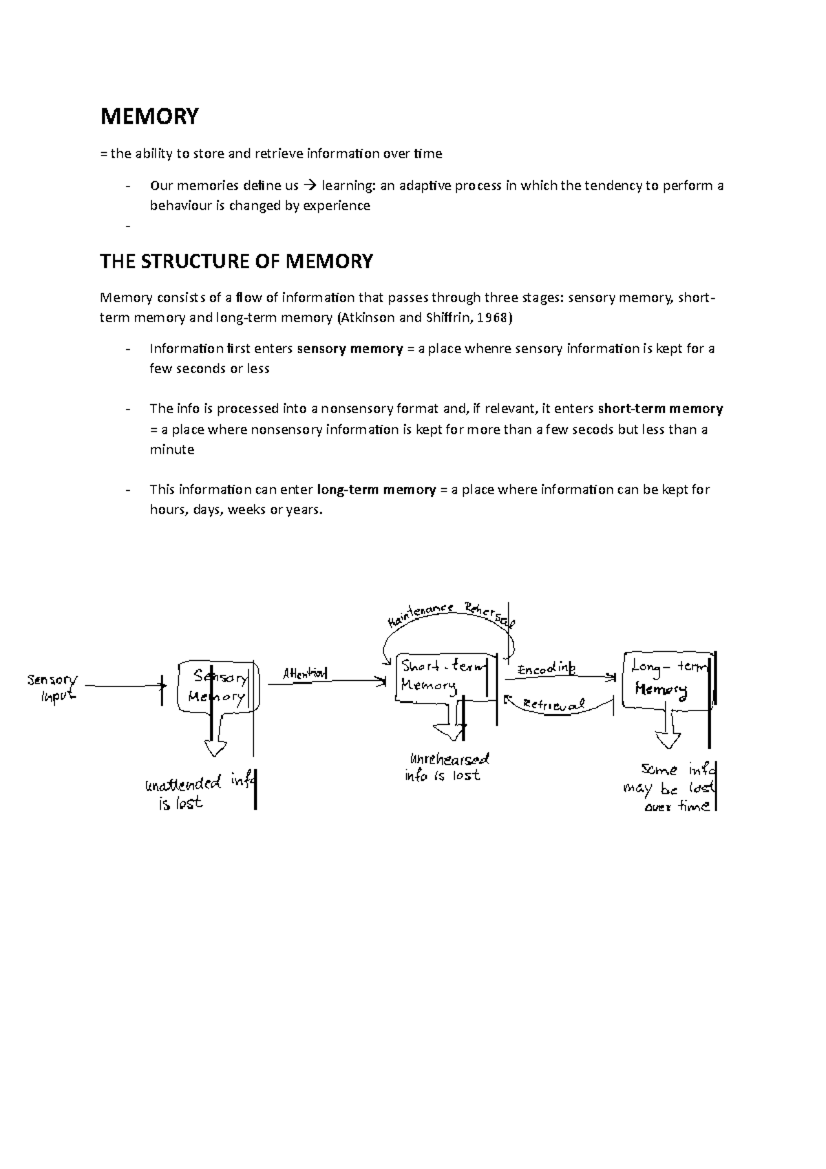 1 THE Structure OF Memory - PSYU911 - Stirling - Studocu