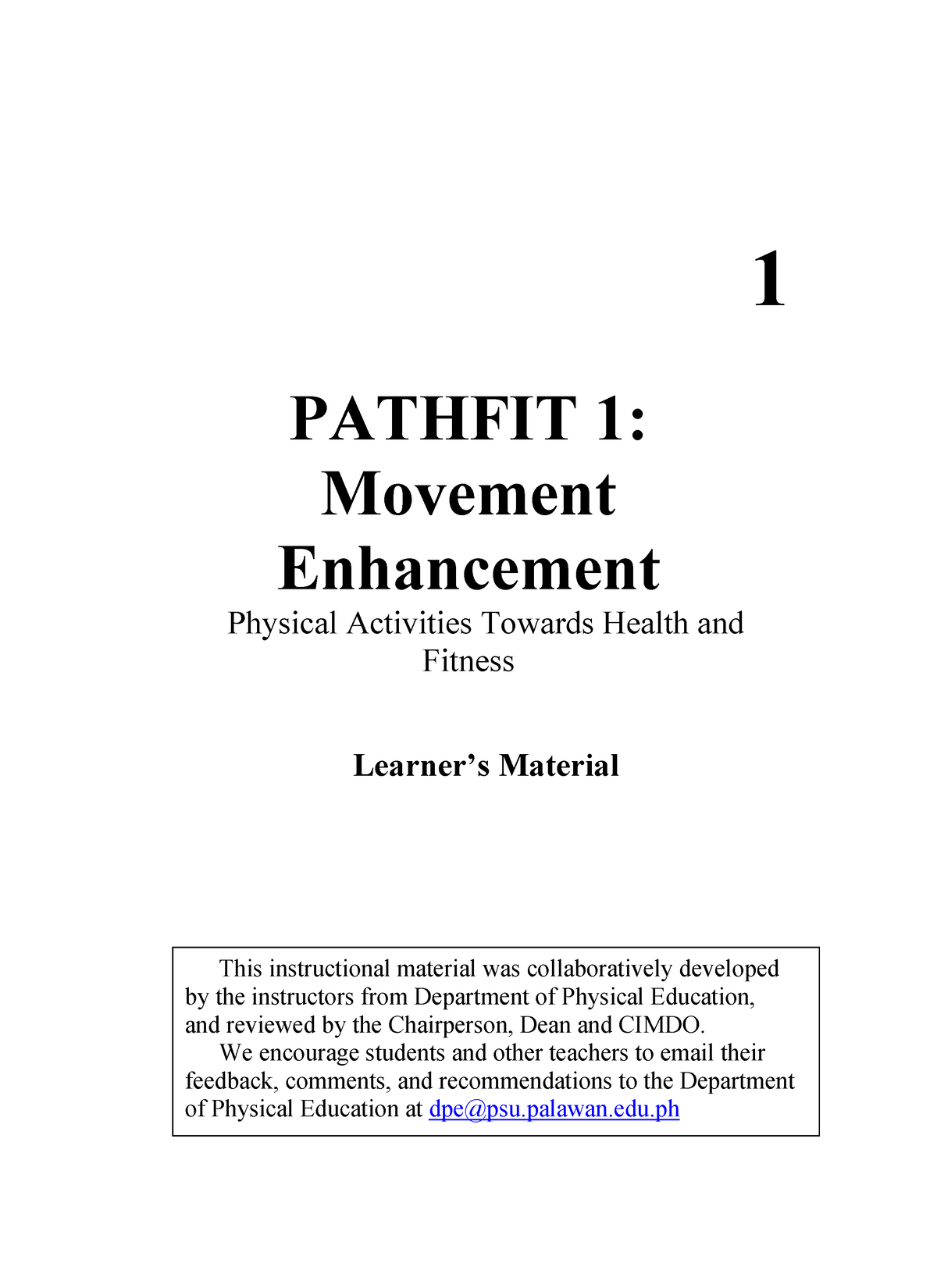 Pathfit-1- Module - ABOUT EXERCISE - 1 PATHFIT 1: Movement Enhancement ...