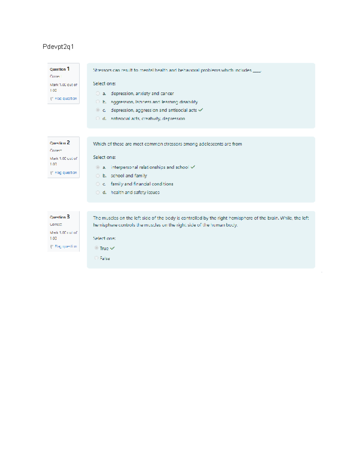 Pdevpt 2q1 - perdev - Pdevpt2q1 Question 1 Stressors can result to ...