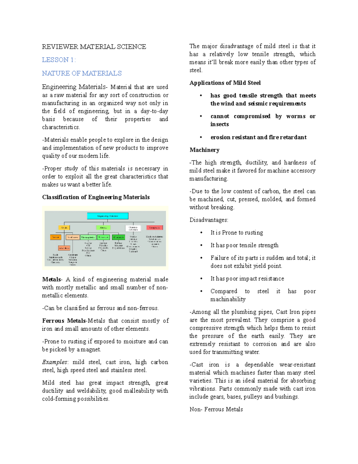 Reviewer material science REVIEWER MATERIAL SCIENCE LESSON 1 NATURE