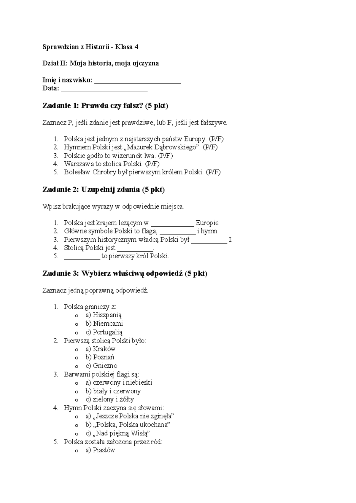 Sprawdzian Z Historii Klasa 7 Wsip www.studocu.com