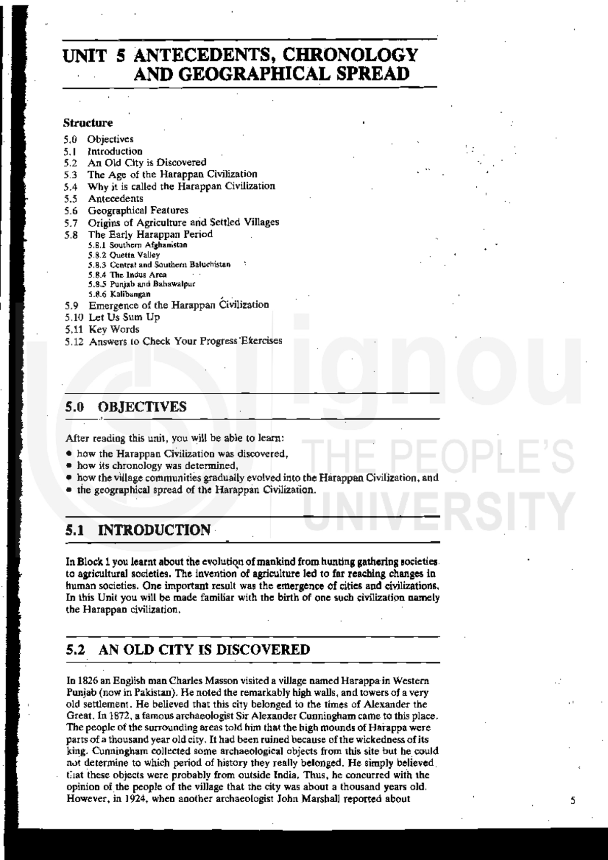 Harappan Civilisation Ignou UNIT 5 ANTECEDENTS, CHRONOLOGY . AND