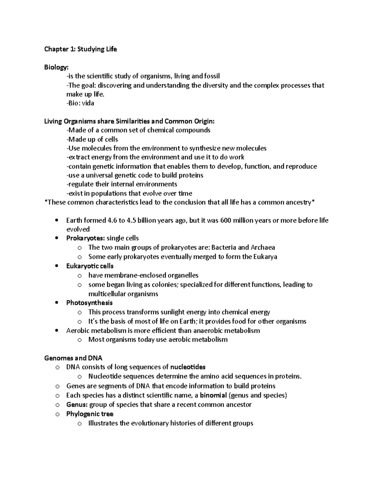 Repaso cibi - Chapter 1: Studying Life Biology: -is the scientific ...