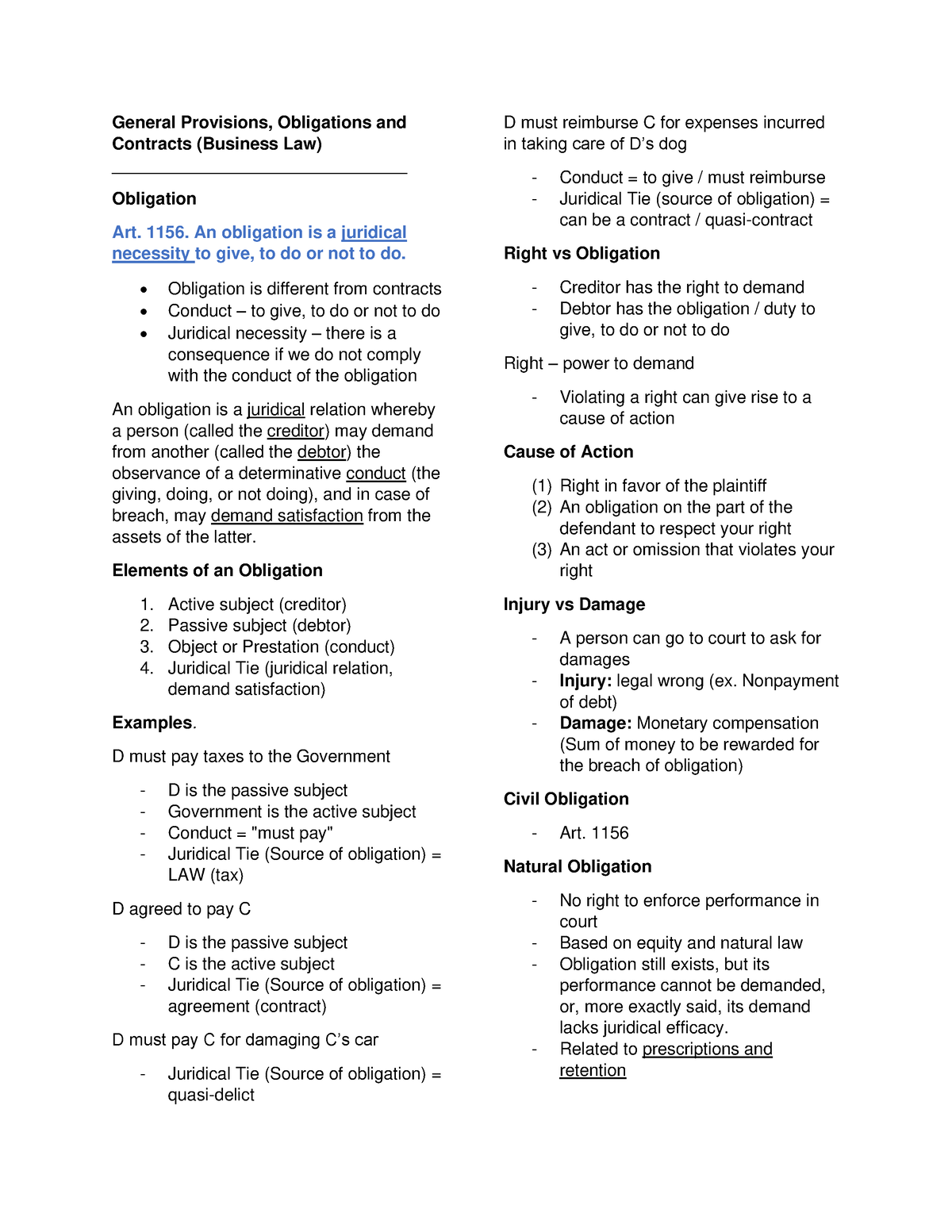 2. General Provisions, Obligations And Contracts - General Provisions ...