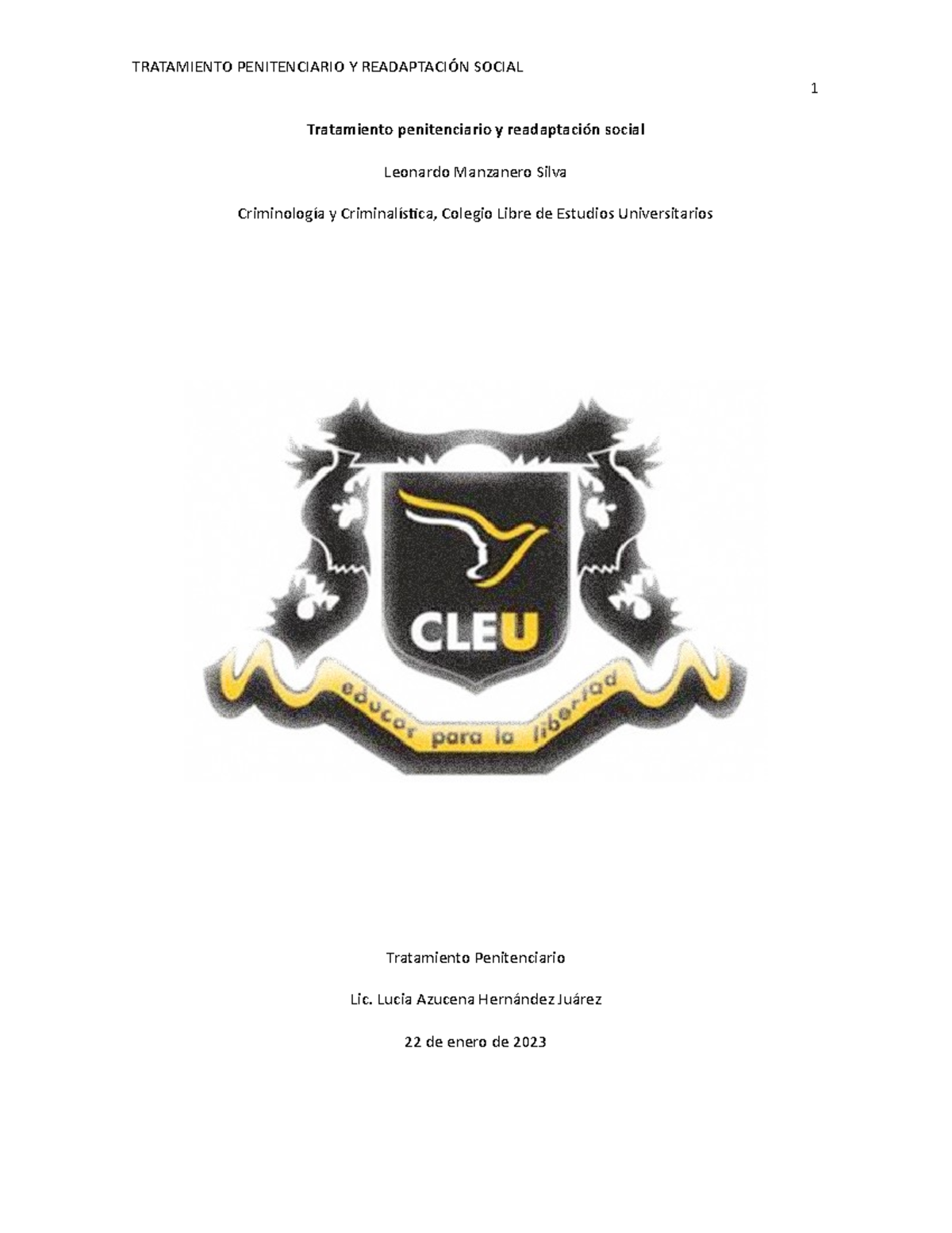 Actividad individual 1 1 Tratamiento penitenciario y readaptación