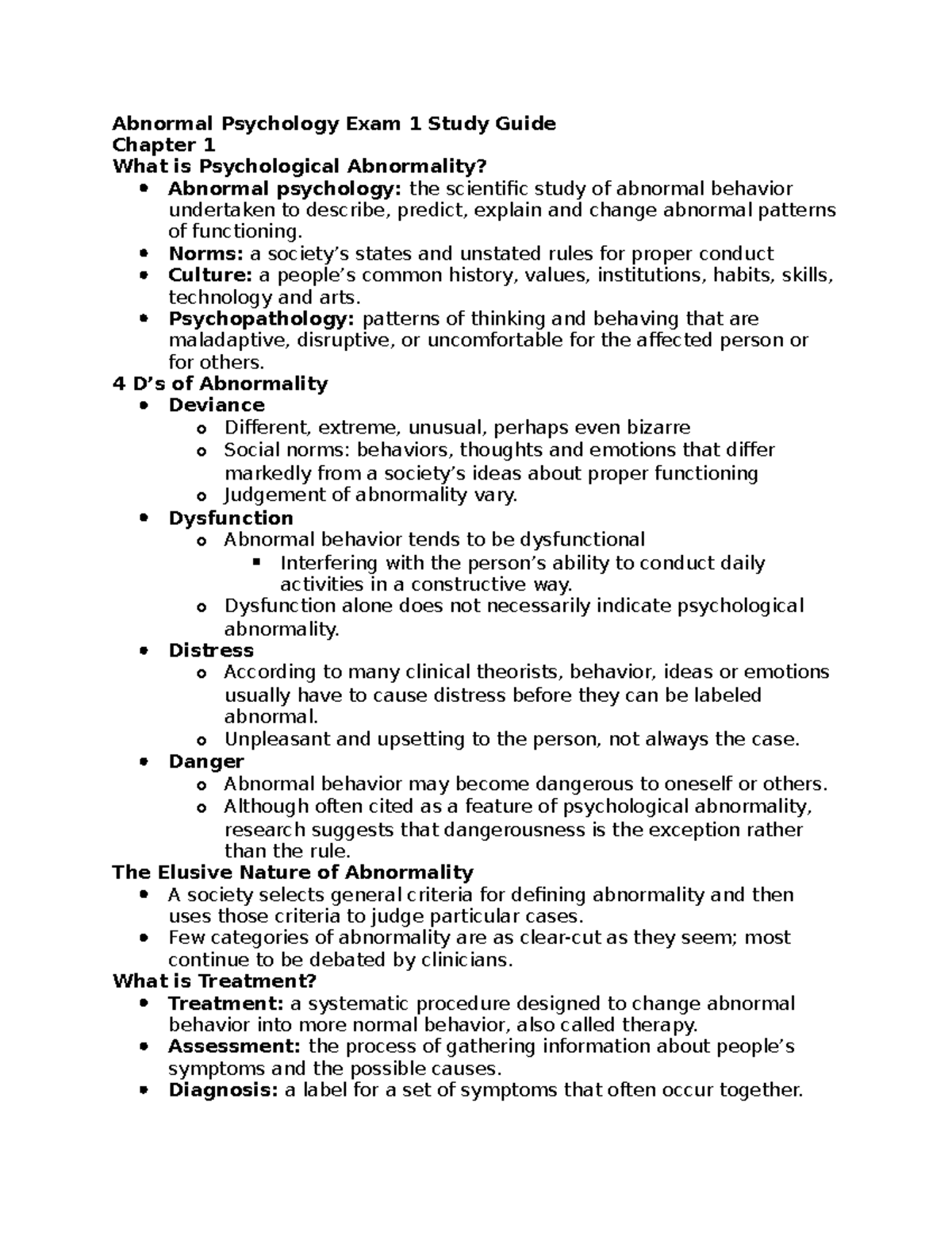 Abnormal Psychology Exam 1 Study Guide - Norms: A Society’s States And ...