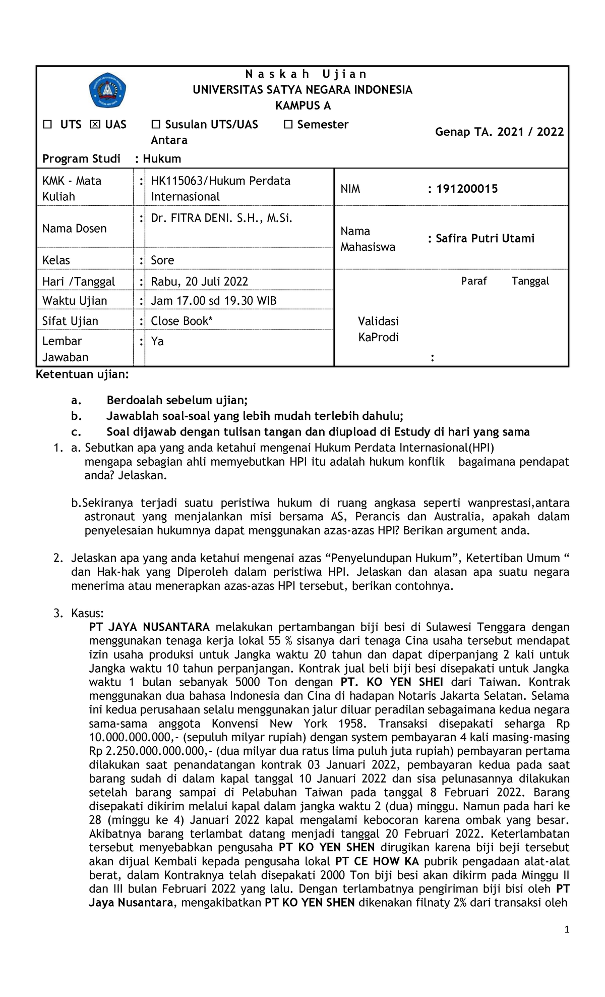 Hukum Perdata Internasional - N A S K A H U J I A N UNIVERSITAS SATYA ...