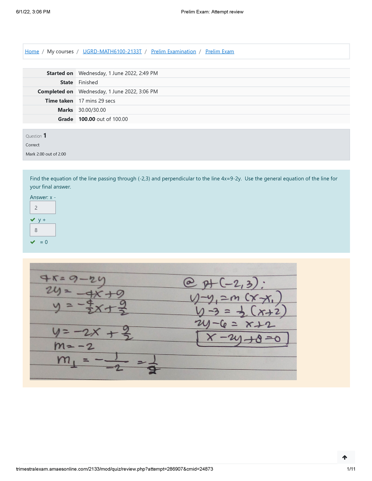 Calculus 1 Prelim Exam Attempt Review - Home/My Courses/ UGRD-MATH6100 ...