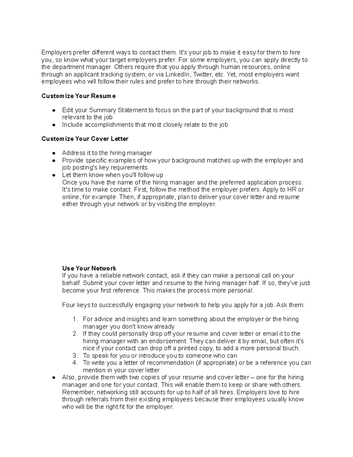 Employment Process - Employers prefer different ways to contact them ...