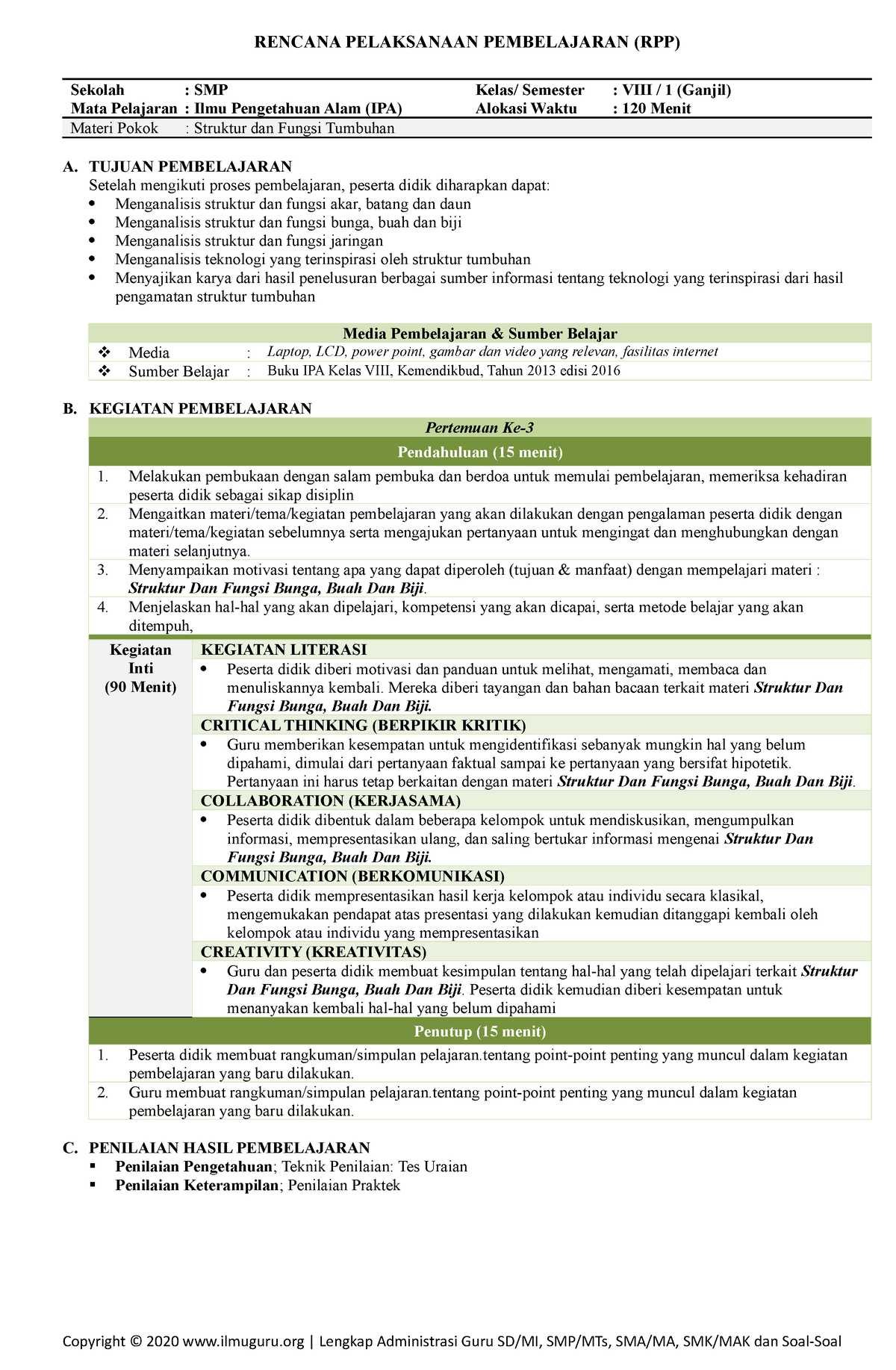 4.3 RPP I IPA Kelas 8 - Www - RENCANA PELAKSANAAN PEMBELAJARAN (RPP ...