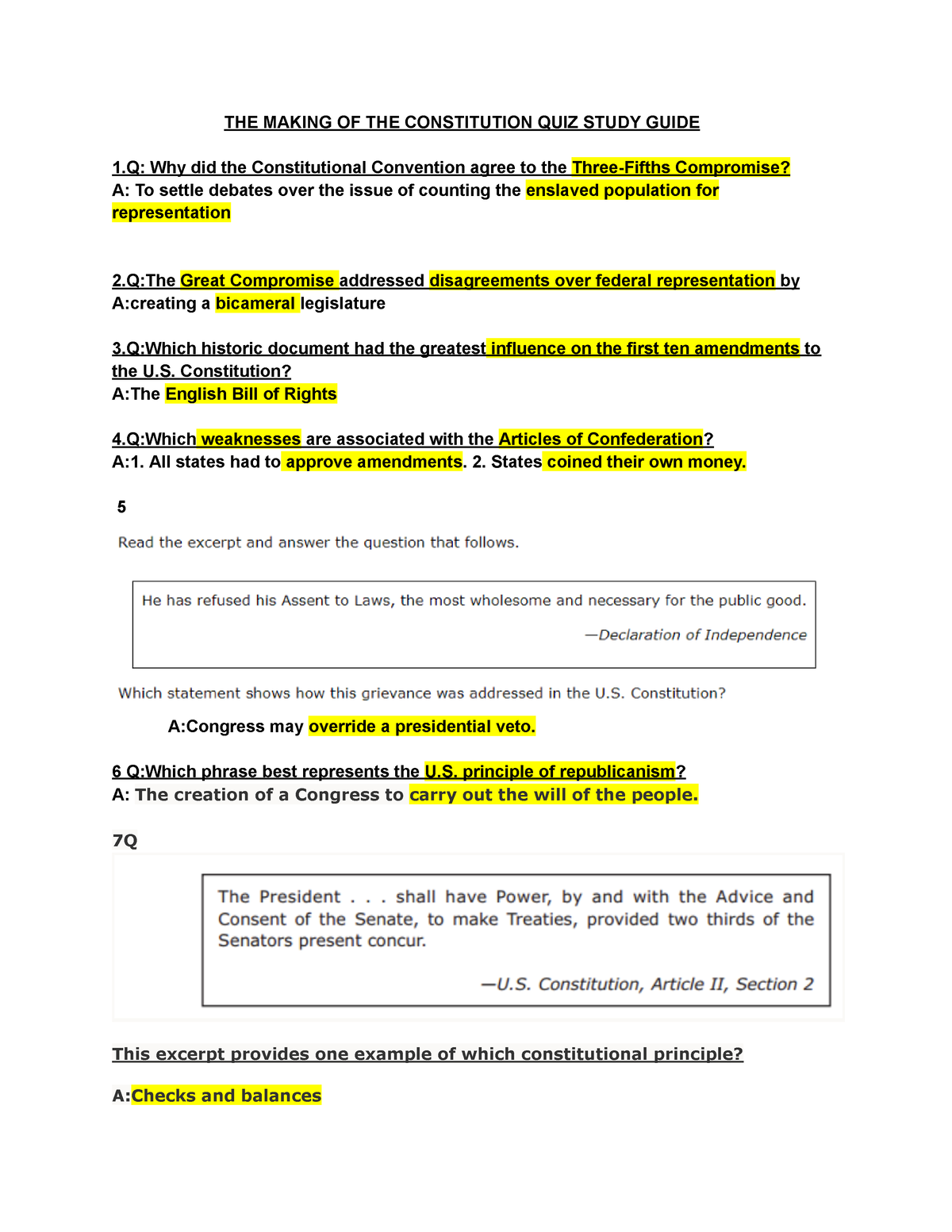 - THE Making OF THE Constitution QUIZ Study Guide - THE MAKING OF THE ...