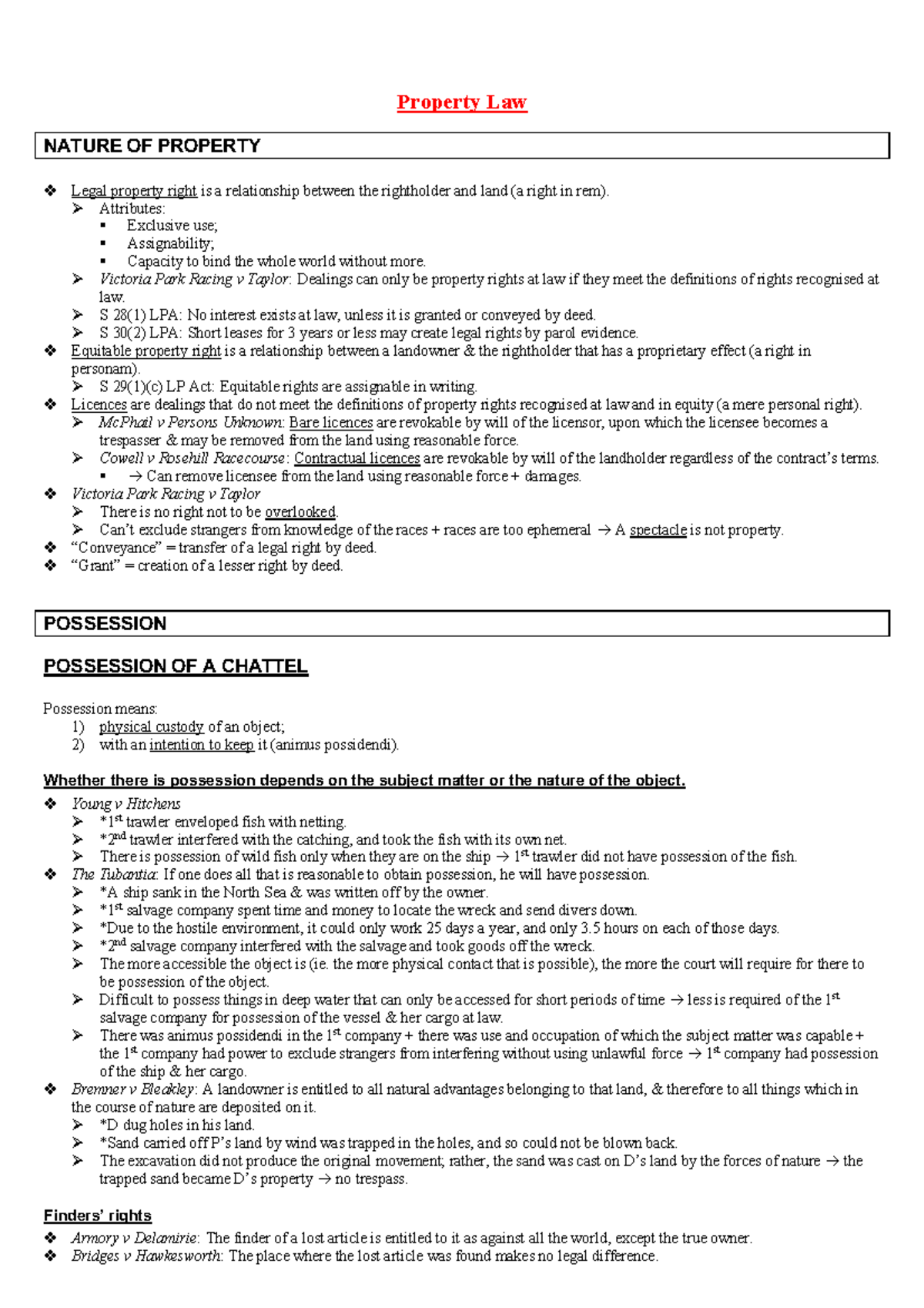 Property Law School of Law Property Law NATURE OF PROPERTY v Legal