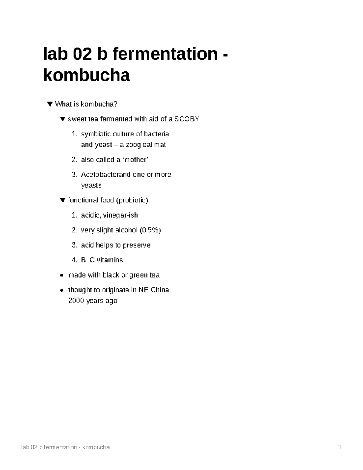 Lab 02 B Fermentation - Kombucha - Symbiotic Culture Of Bacteria And ...