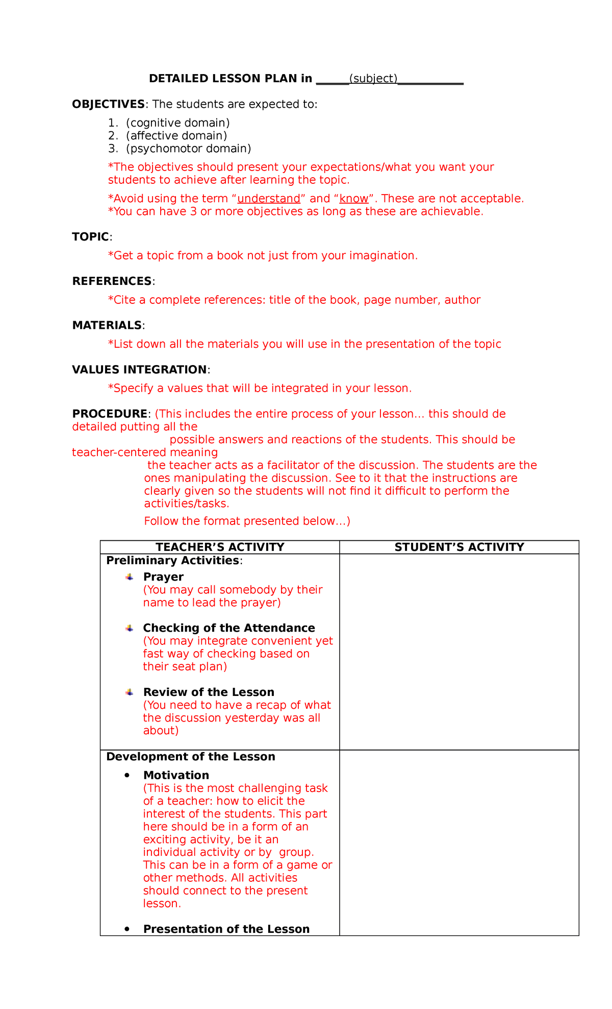 Lesson-PLAN demo - N/A - DETAILED LESSON PLAN in (subject ...