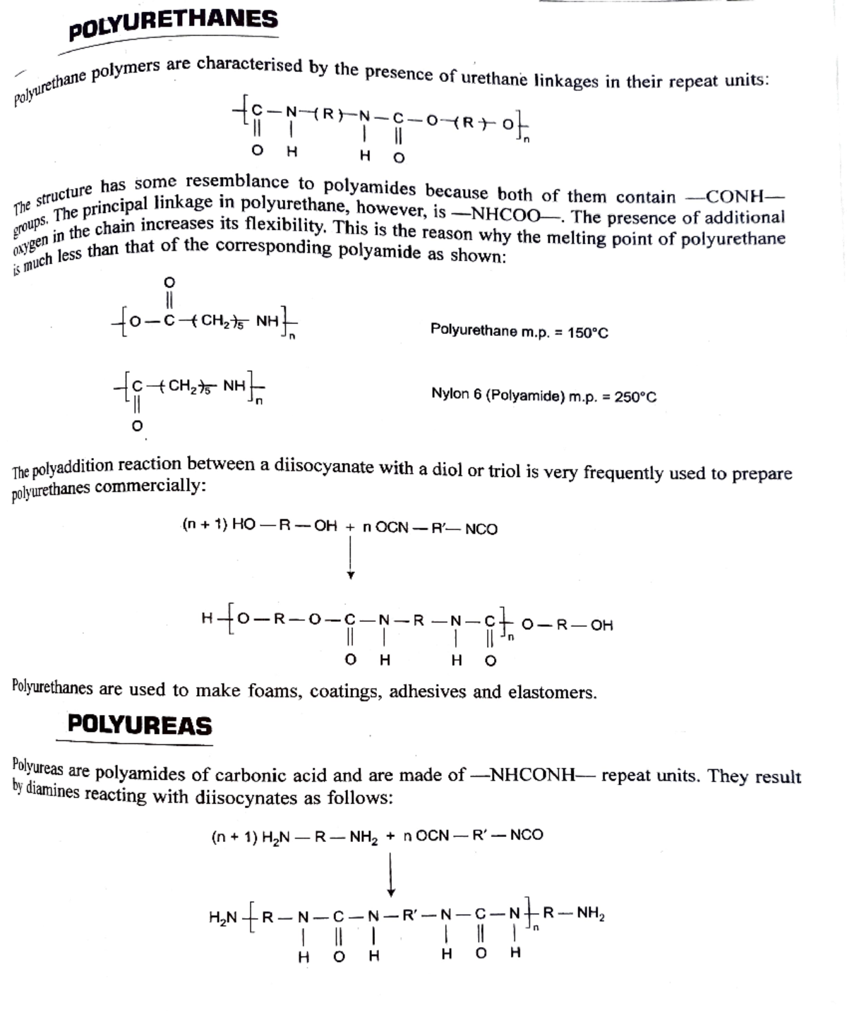 Polyurethanes, polyureas,polythene glycols, polypropylene glycols and ...