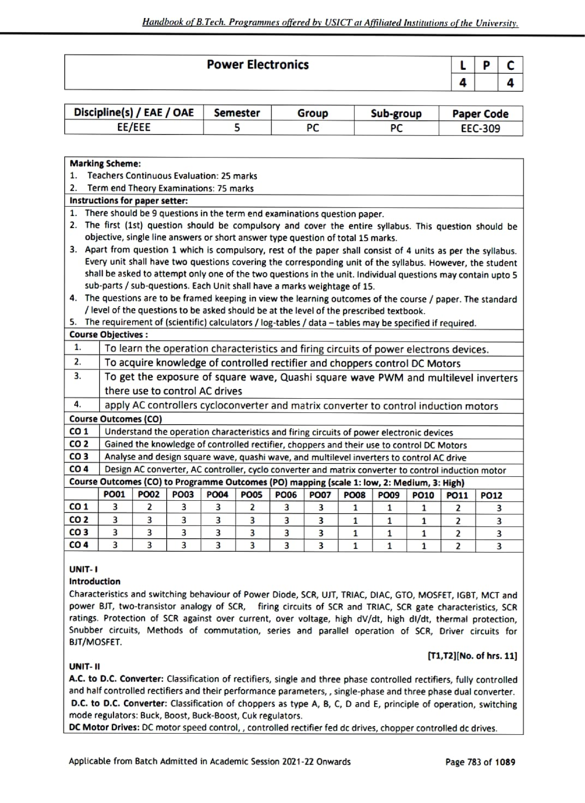 5 SEM KG - syllabus 5 sem eee - Marking Scheme: Discipline(s) /EAE ...