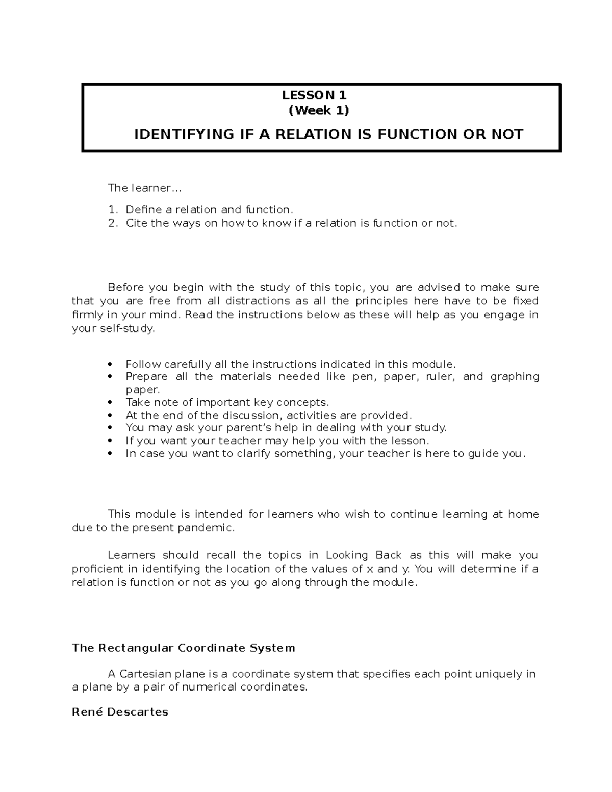 Identifying A Relation IF IT IS Function OR NOT The Learner Define Identifying A Relation IF IT IS Function OR NOT The Learner Define