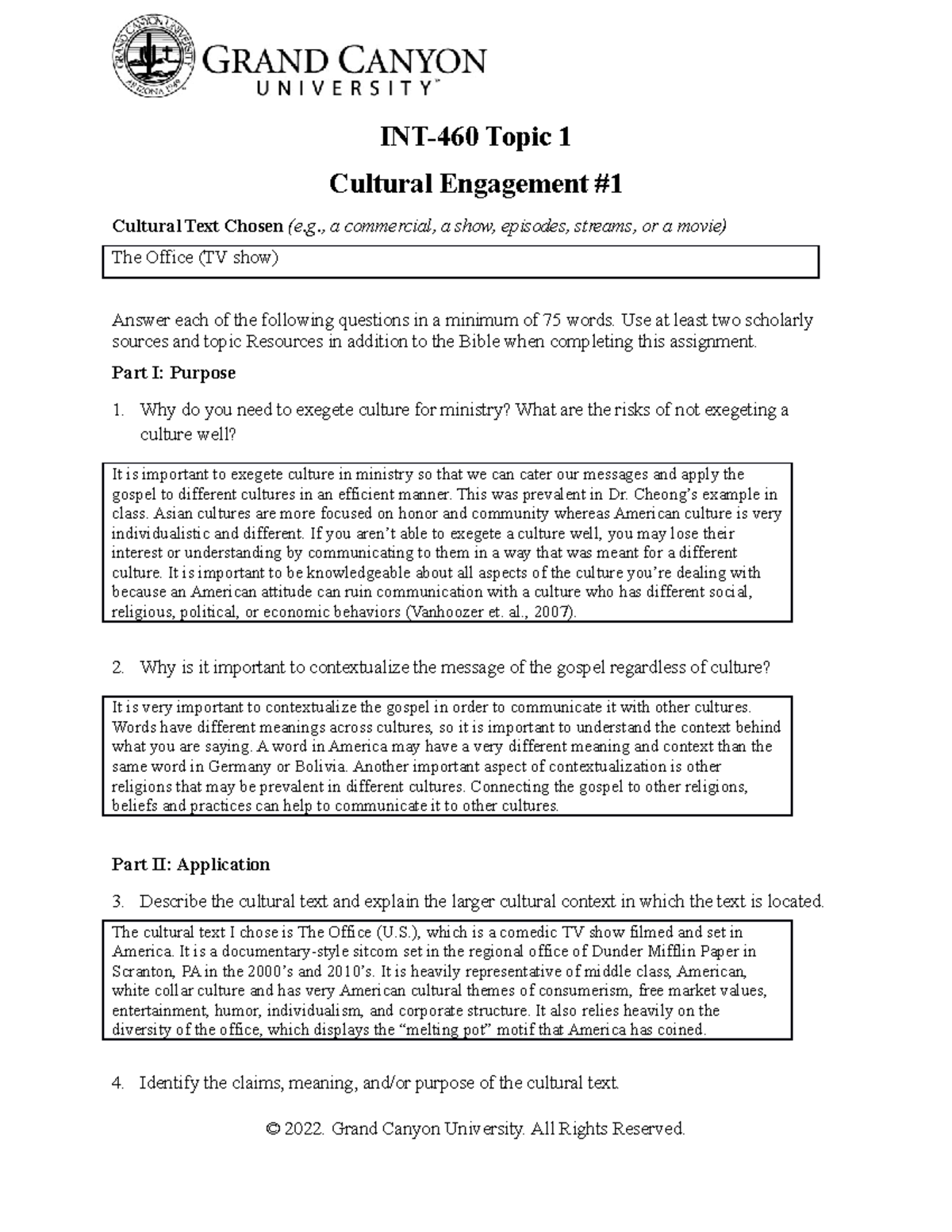 INT 460 RS T1Cultural Engagment 1 - INT-460 Topic 1 Cultural Engagement ...