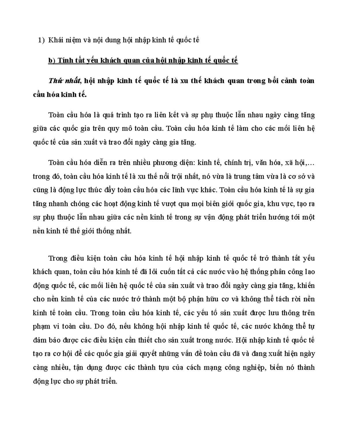 TÍnh TẤt YẾu KhÁch Quan CỦa HỘi NhẬp Kinh TẾ QuỐc TẾ Khái Niệm Và Nội Dung Hội Nhập Kinh Tế