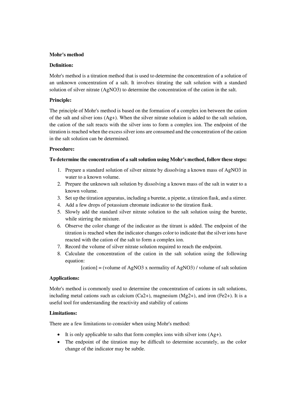 PDF document - pharmaceutical inorganic chemistry - Mohr's methodMohr's ...