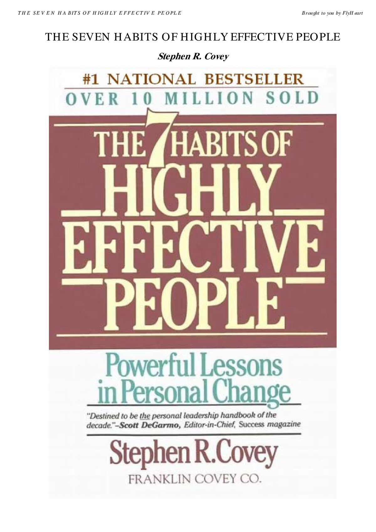 7 Habits Of Highly Effective People Th E Seven H Abits O F H Ig H Ly Effective Peo Ple Stephen 8299