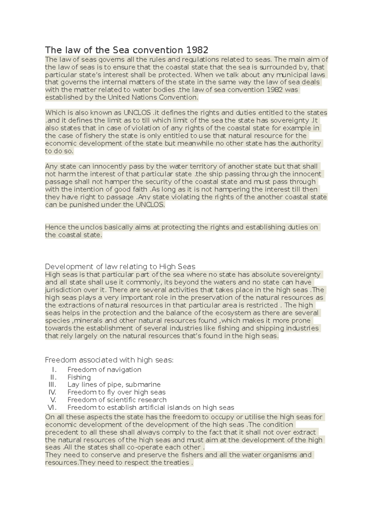 Laws of Sea - The law of the Sea convention 1982 The law of seas ...