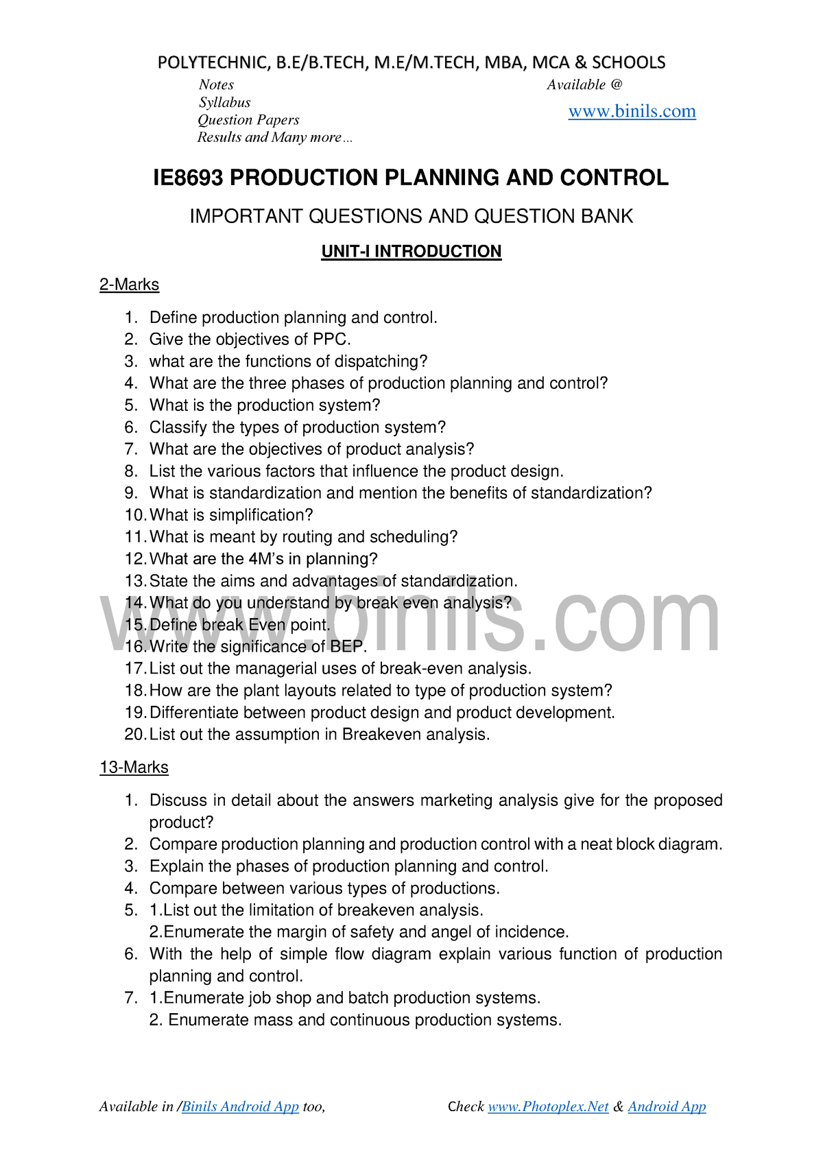 ie8693-production-planning-and-control-reg-17-question-bank-binils