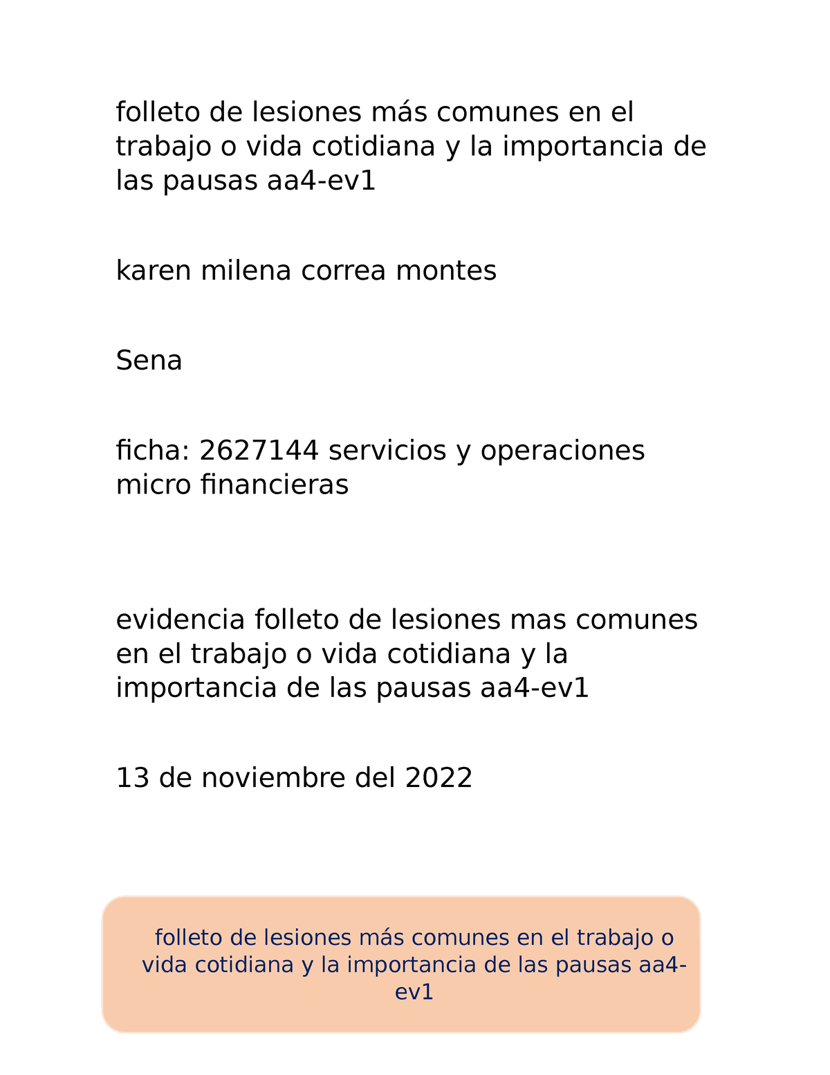 Folleto De Lesiones M S Comunes En El Trabajo O Vida Cotidiana Y La Importancia De Las Pausas