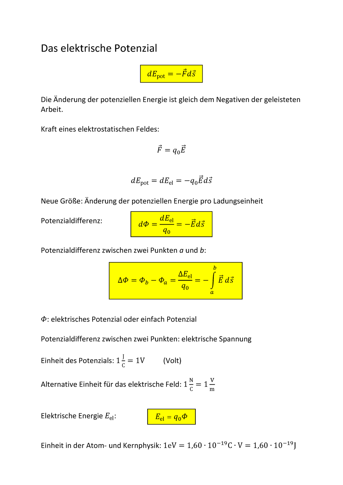 Physik 17 Das Elektrische Potenzial - Warning: TT: Undefined Function ...