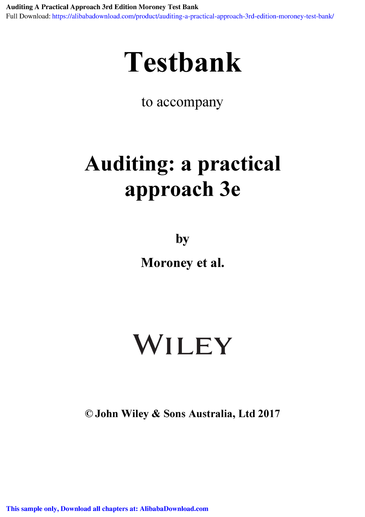 Auditing: A Practical Approach 3e Chapter 1 Test Bank - Testbank To ...