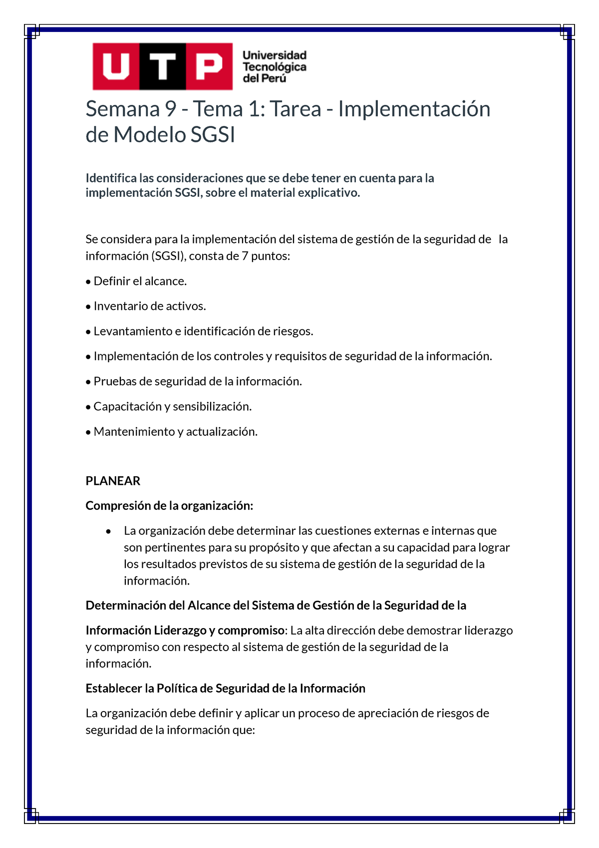 Semana 9 - Tema 1. Tarea - Implementación De Modelo SGSI - Semana 9 ...