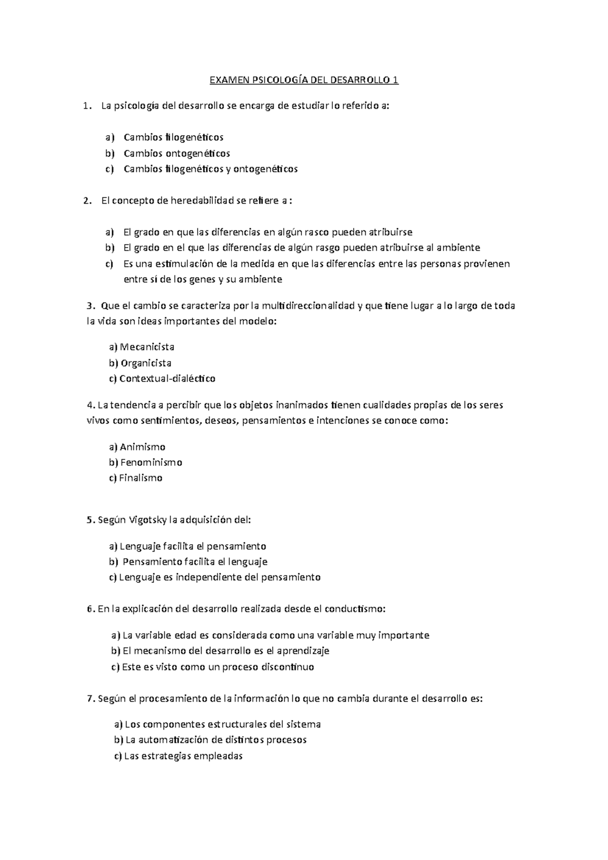 Examen PsicologÍa DEL Desarrollo - 1,2,3 - EXAMEN PSICOLOGÍA DEL ...