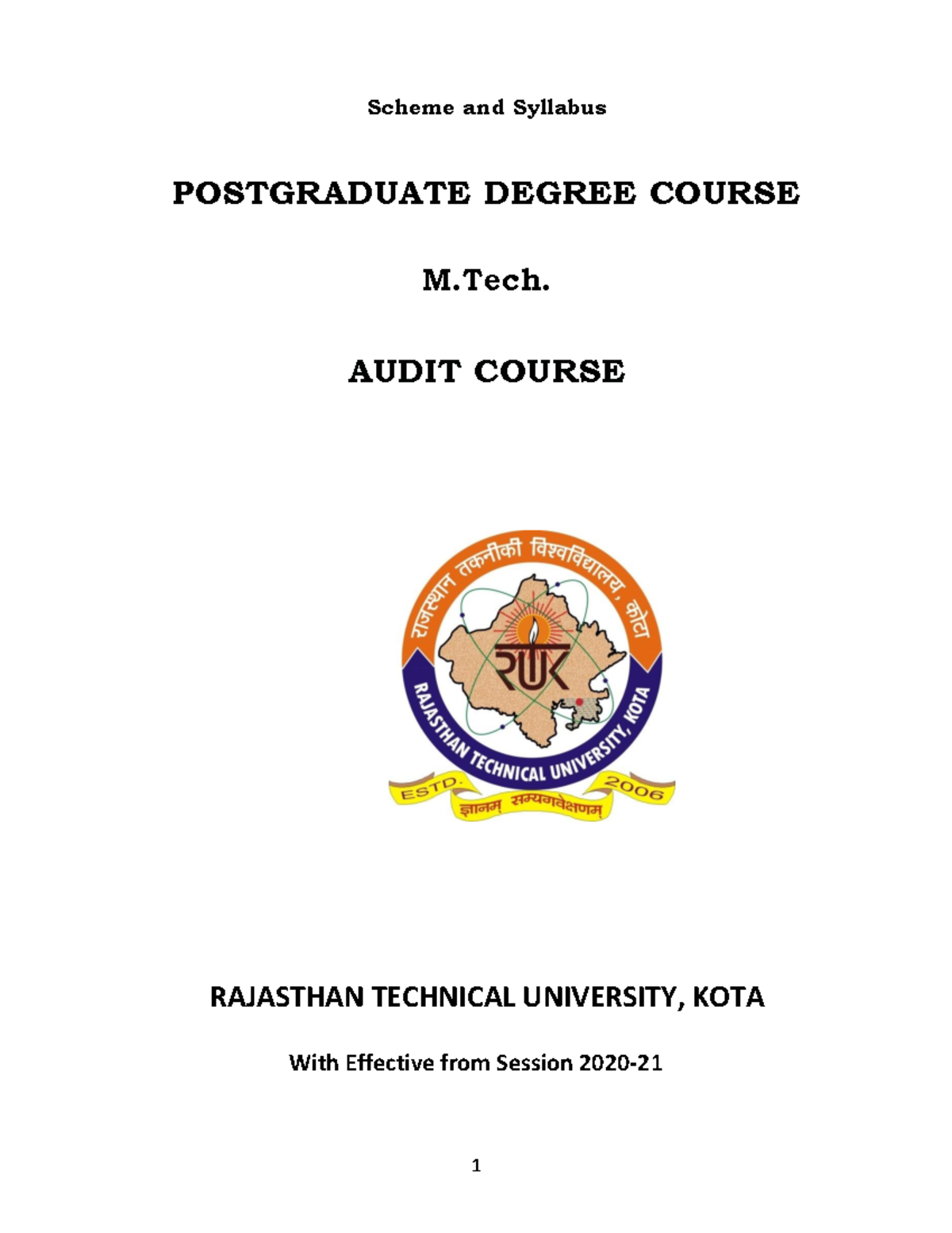 MTech audit course syllabus - Scheme and Syllabus POSTGRADUATE DEGREE ...