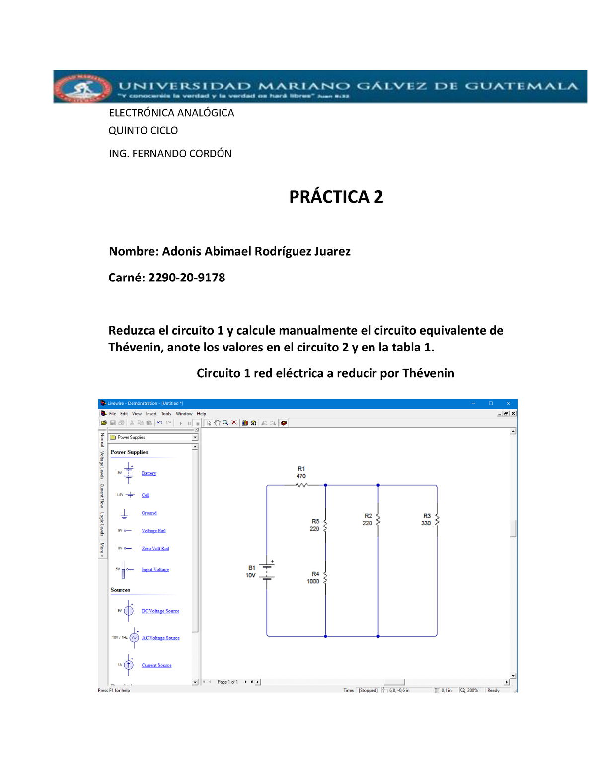 Práctica 2 Adonis Rodriguez - ELECTR”NICA ANAL”GICA QUINTO CICLO ING ...