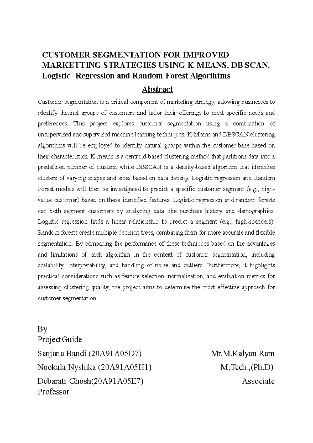 Abstract - Summary computer networks - CUSTOMER SEGMENTATION FOR ...