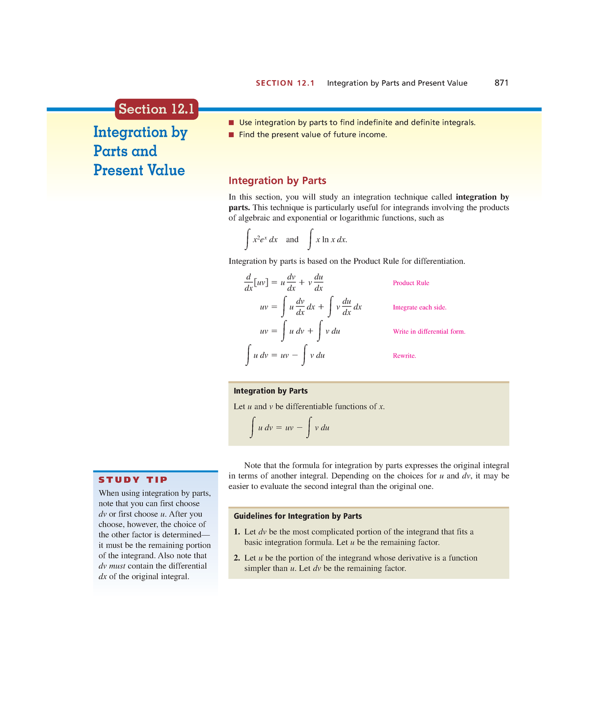 Math Ch11-6 - Math Work - S E C T I O N 1 2. 1 Integration By Parts And ...