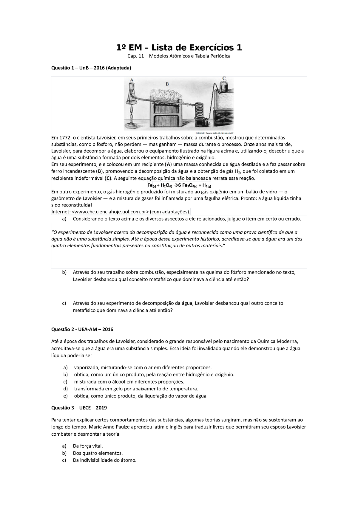 Lavoisier e a constituição da química moderna