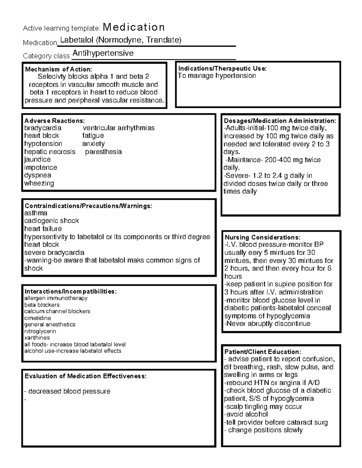 Labetalol (Trandate) - Side Effects, Interactions, Uses, Dosage