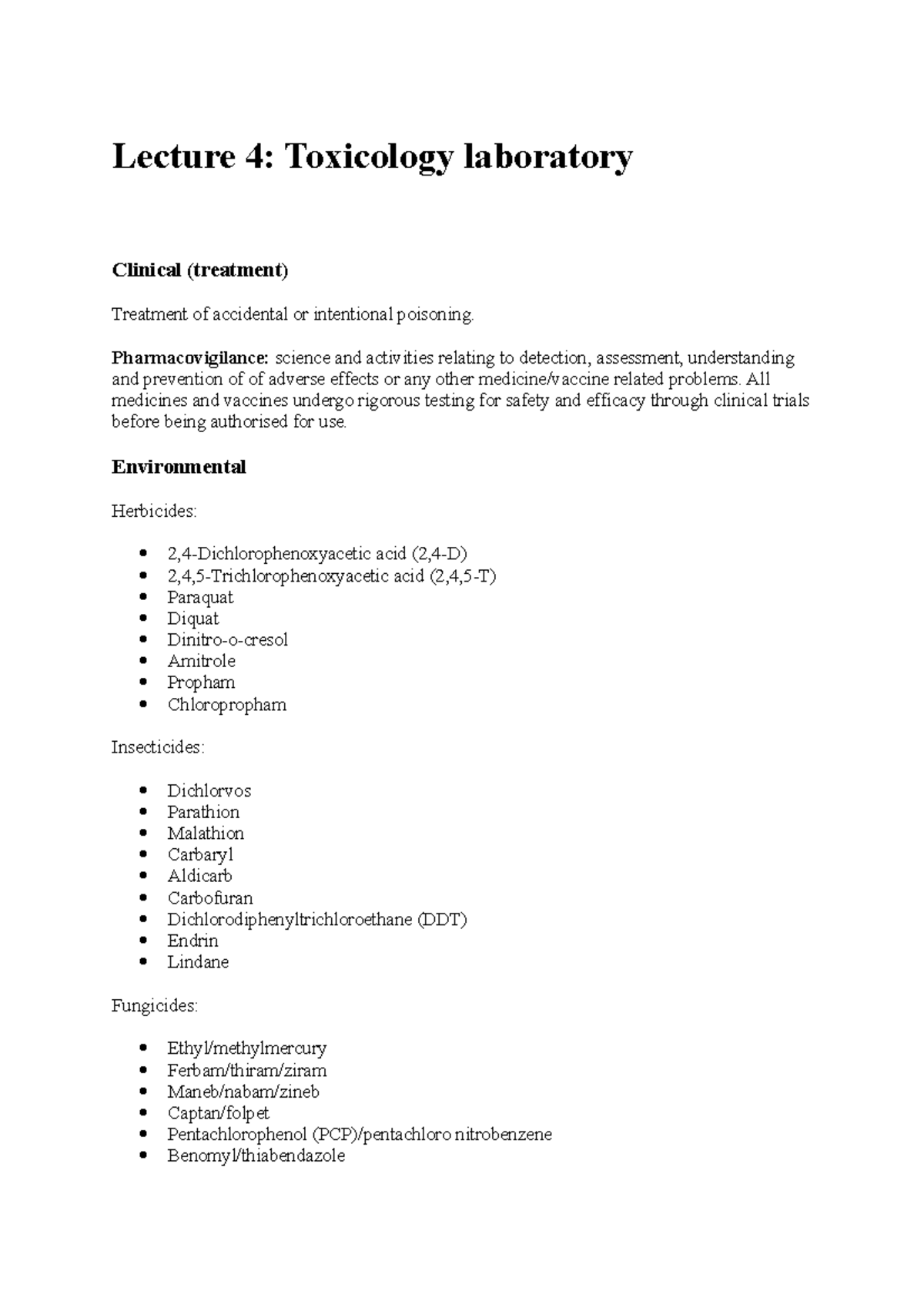 Lecture 4- Toxicology In The Lab - Lecture 4: Toxicology Laboratory ...