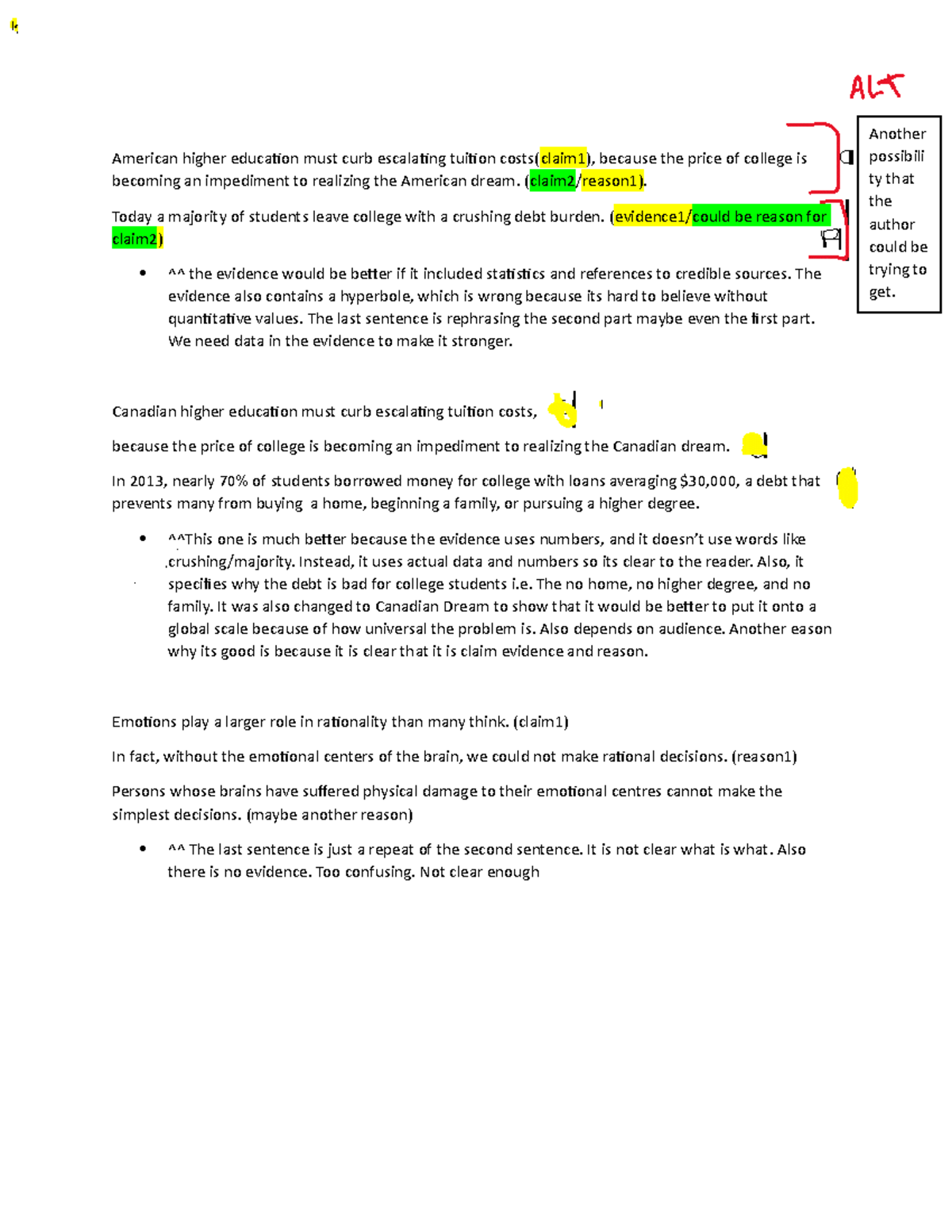 Argument structure examples for ti am jyst trying - American higher ...