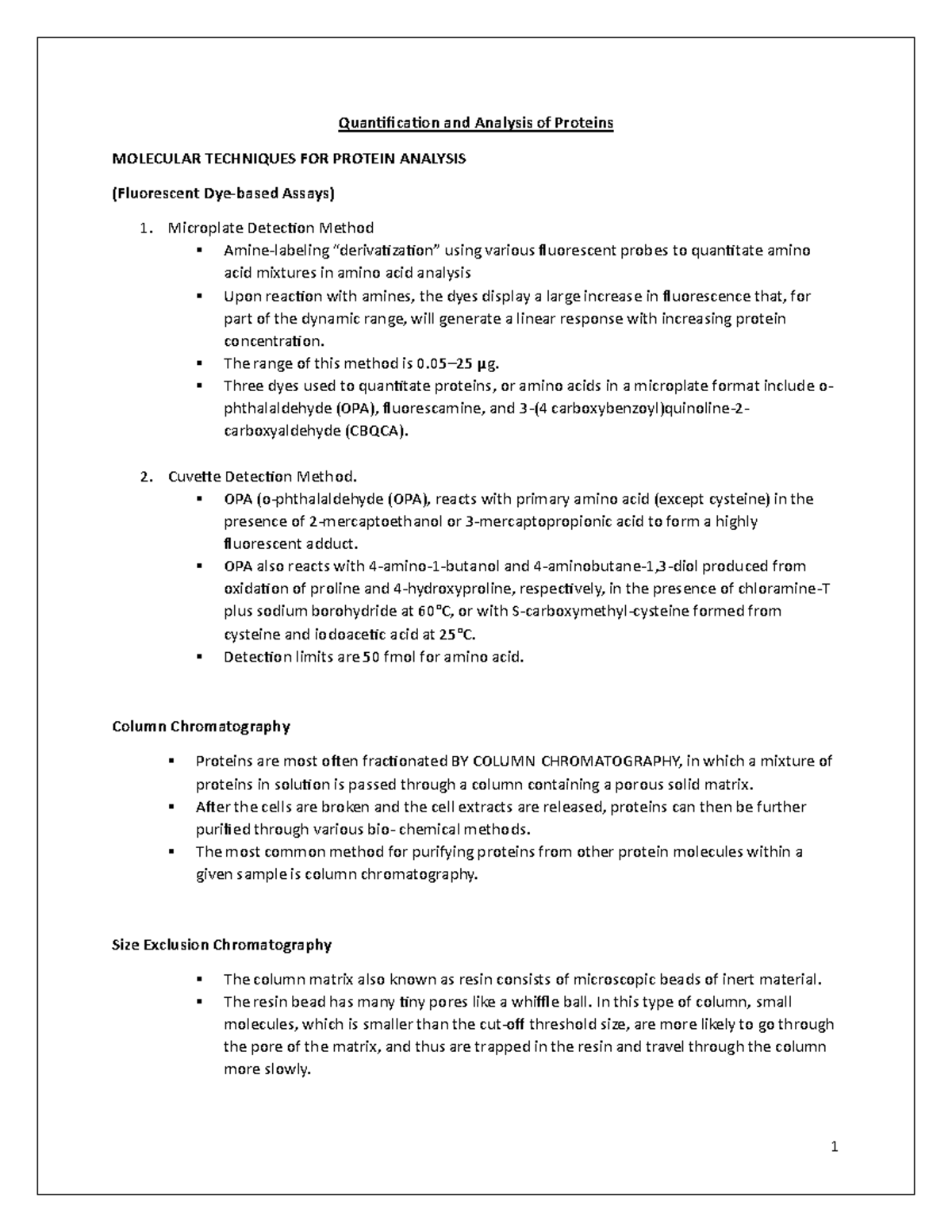 Quantification and Analysis of Proteins - Quantification and Analysis ...