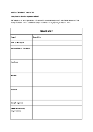 Suggested Answers TO Report Writing Worksheet - FACULTY OF BUSINESS AND ...