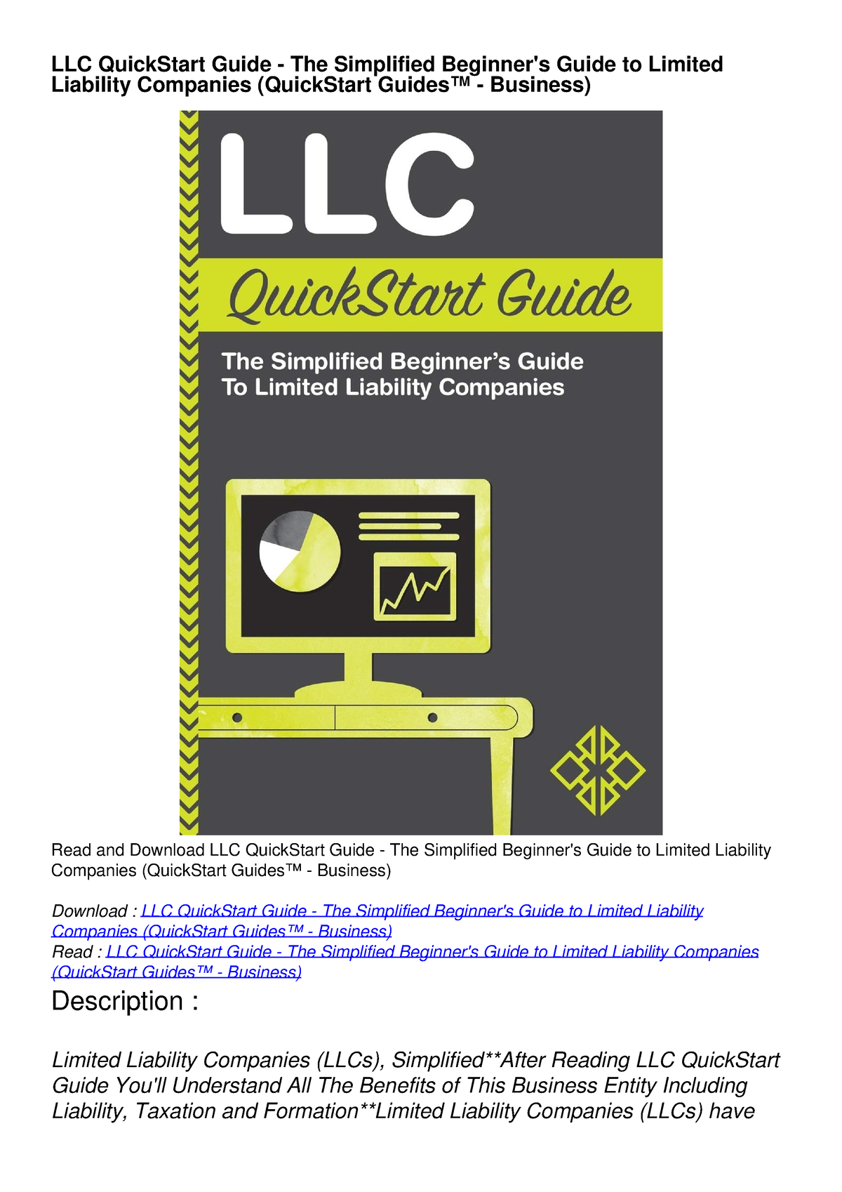 LLC Quick Start Guide The Simplified Beginners Guide to Limited ...