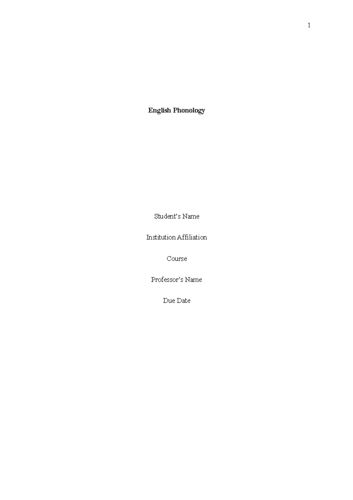 39551847 English Phonology English Phonology Student’s Name