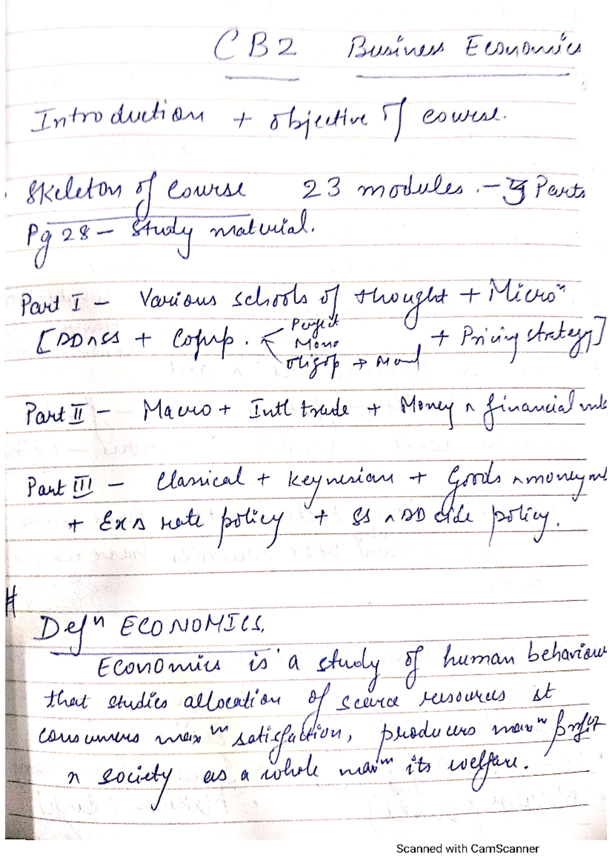 Intro 1 - Notes - B.a Economic - Studocu